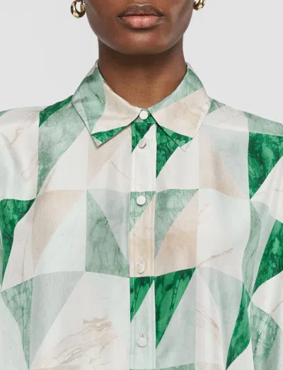 Joseph Womens Lagoon Combo Arcole Marble-print Silk Shirt In Multi