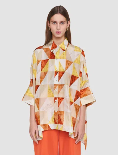 Joseph Womens Sundown Combo Arcole Marble-print Silk Shirt In Multi