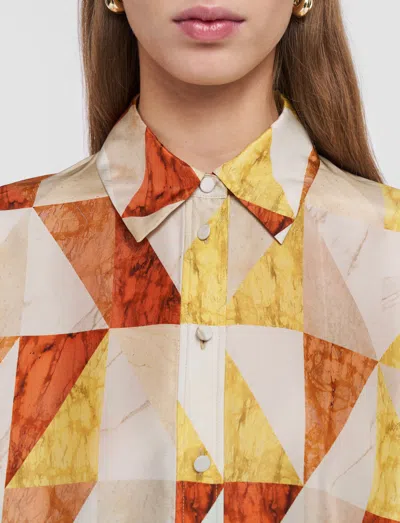Joseph Womens Sundown Combo Arcole Marble-print Silk Shirt In Multi