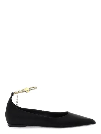 Ferragamo Dada Flache Schuhe Mit Spitzer Kappe Aus Satin In Black