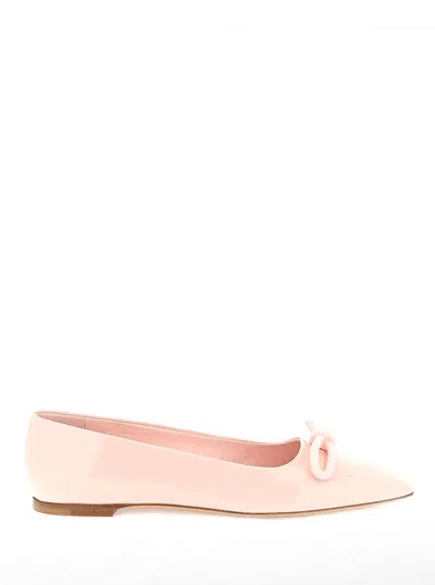 Ferragamo Woman Ballet Flat With Asymmetric Bow In Pink