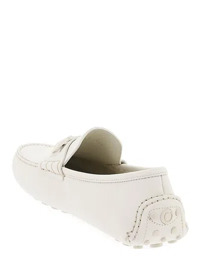 Ferragamo Gancini-buckle Leather Loafers In White