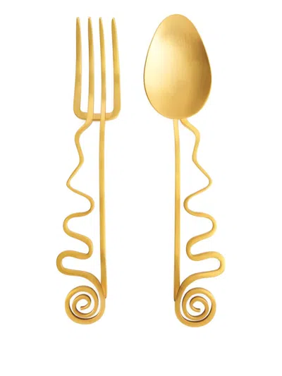 L'objet Spirale Serving Set (set Of Two) In Gold