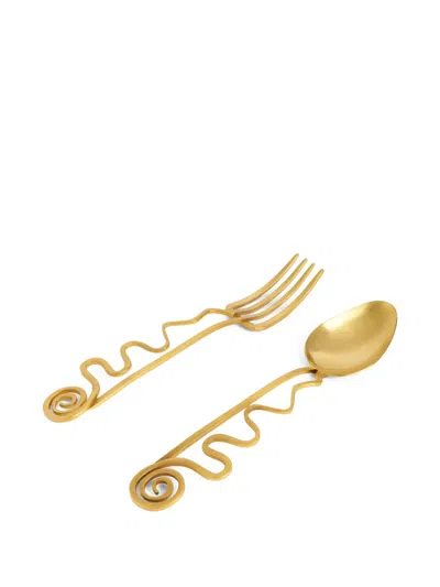 L'objet Spirale Serving Set (set Of Two) In Gold