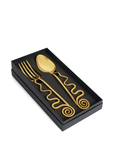 L'objet Spirale Serving Set (set Of Two) In Gold