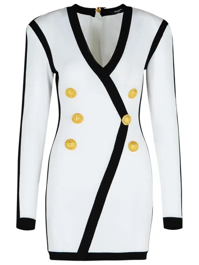Balmain Viscose Blend Dress Contrast Trim