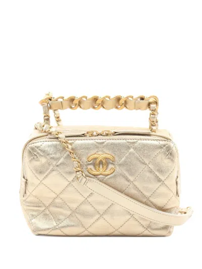 Pre-owned Chanel 2021 Metallic-effect Two-way Bag In Gold