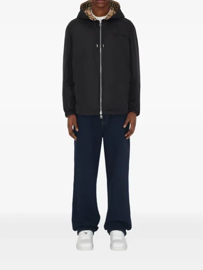 Burberry Hooded Nylon Jacket In Brown