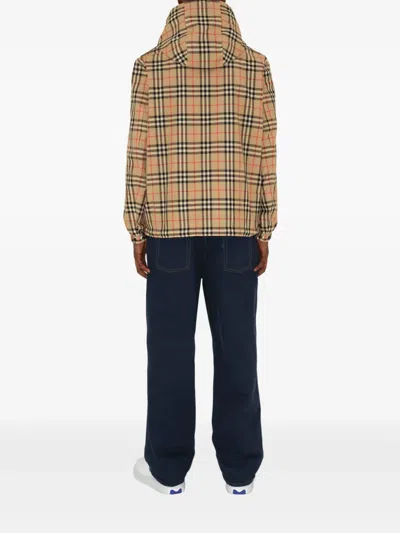 Burberry Hooded Nylon Jacket In Brown