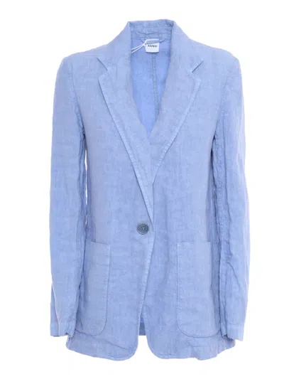 Aspesi Lightweight Textured Linen Jacket With Tailored Silhouette In Light Blue