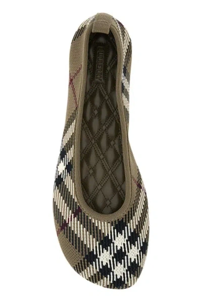 Burberry Knit Baby Nylon Blend Ballerinas With Knitted Traditional Check