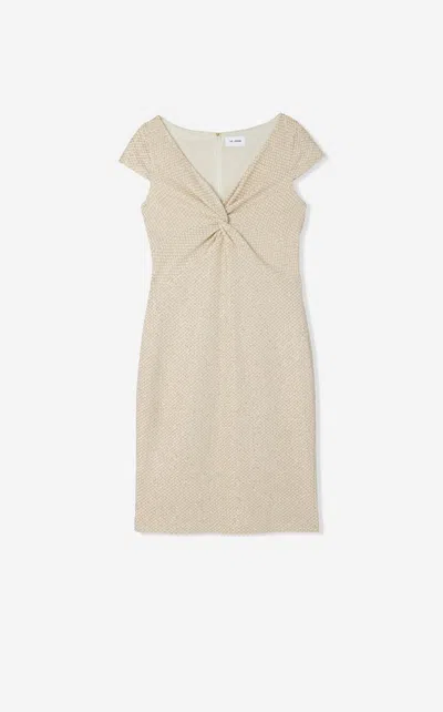 St John Sequin Knit High Neck Gown In Ecrg