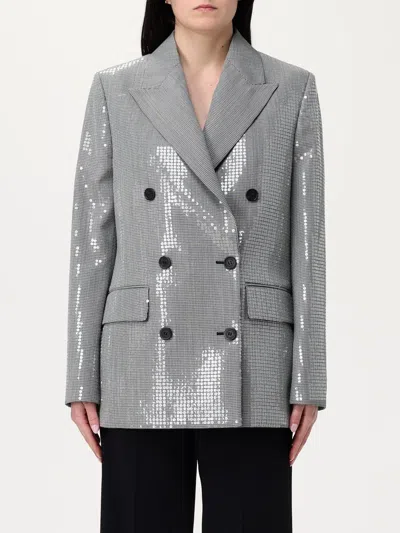Golden Goose Double-breasted Jacket In Pied De Poule With Sequins In Black