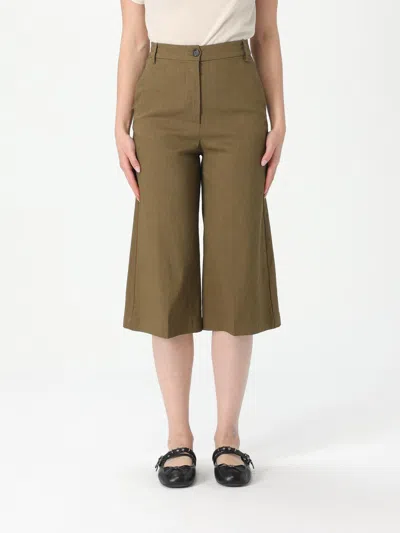 Pinko Tailored Shorts With Pockets And Belt Loops In Military