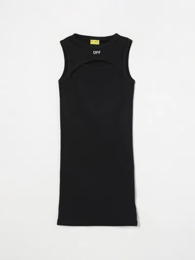 Off-white Stamp Ribbed Dress In Black