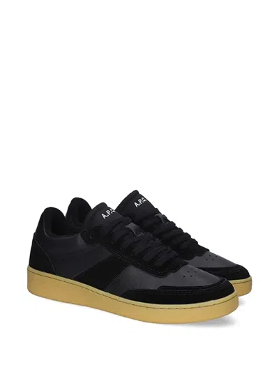 Apc Plain Suede-panel Sneakers In Black