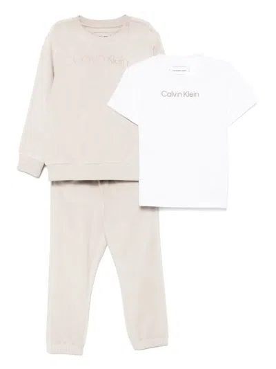 Calvin Klein Logo-print Tracksuit (set Of Three) In Grey