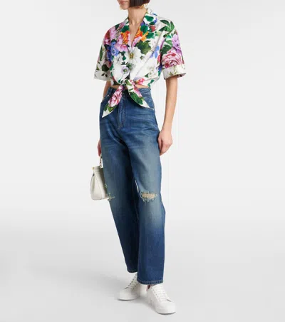 Dolce & Gabbana Women Portofino Leather Low-top Sneakers With Lateral Lettering Logo In White