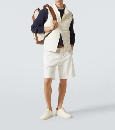 Brunello Cucinelli Men Water-resistant Microfiber Lightweight Down Vest In White