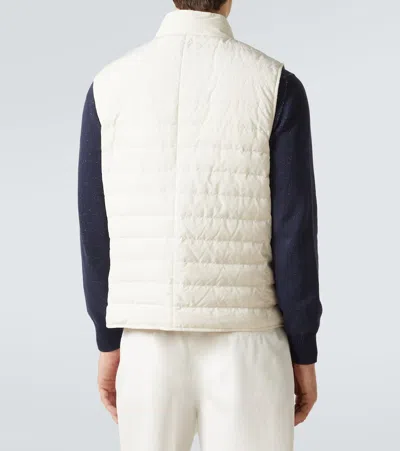 Brunello Cucinelli Men Water-resistant Microfiber Lightweight Down Vest In White