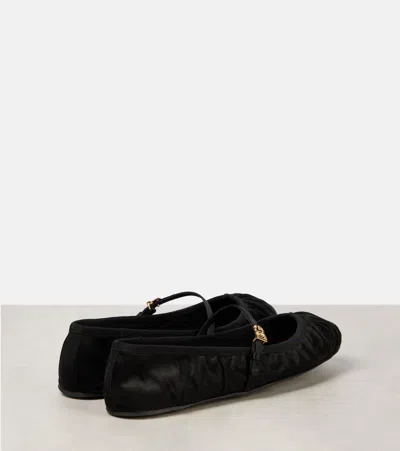 Dolce & Gabbana 5mm Criss Cross Nappa Ballerina Flats In Black