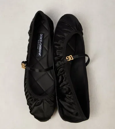 Dolce & Gabbana 5mm Criss Cross Nappa Ballerina Flats In Black