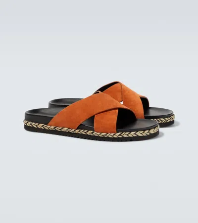 Frescobol Carioca Suede Sandals In Orange