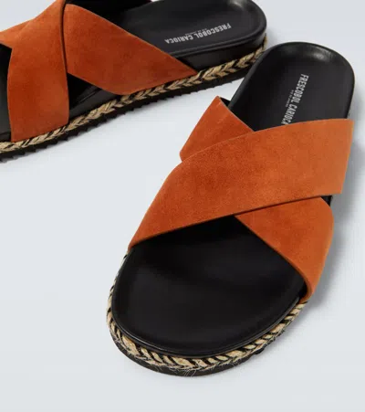 Frescobol Carioca Suede Sandals In Orange