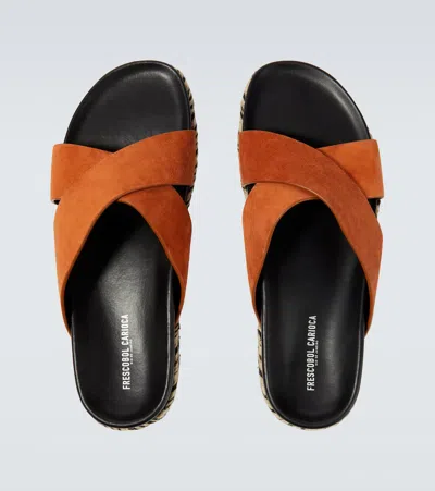 Frescobol Carioca Suede Sandals In Orange