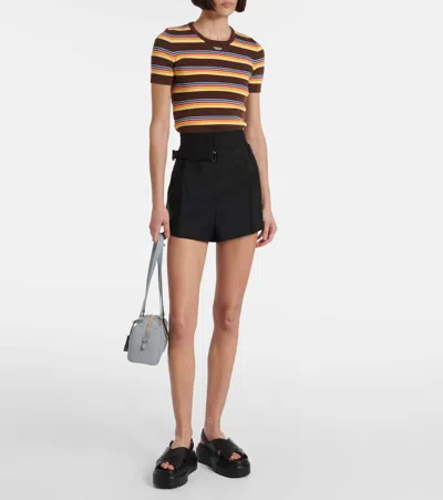 Prada Leather Platform Sandals In Black