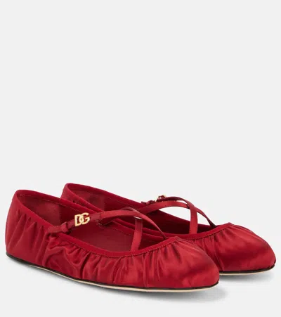 Dolce & Gabbana Satin Ballerina In Red