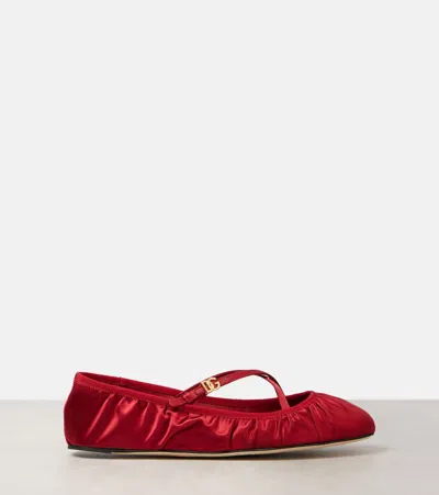 Dolce & Gabbana Satin Ballerina In Red