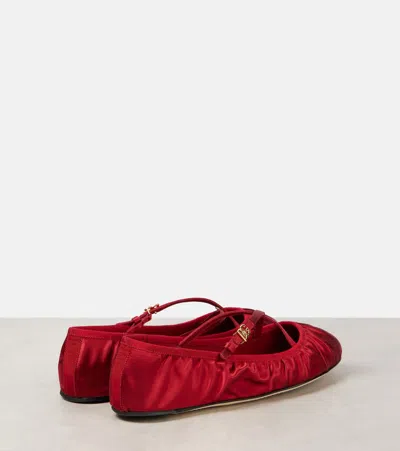 Dolce & Gabbana Satin Ballerina In Red