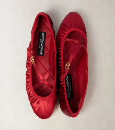 Dolce & Gabbana Satin Ballerina In Red