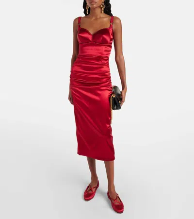 Dolce & Gabbana Satin Ballerina In Red