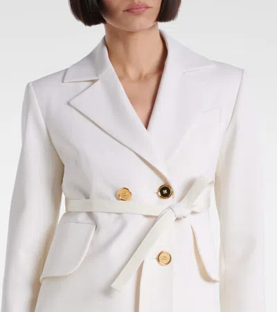 Patou Double-breasted Belted Wool-blend Blazer In White