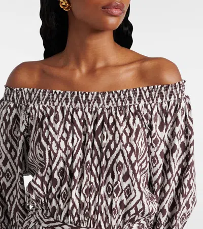 Melissa Odabash Eclipse Gathered Printed Midi Dress In Blue