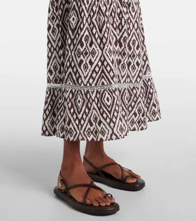 Melissa Odabash Eclipse Gathered Printed Midi Dress In Blue