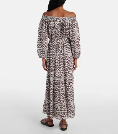 Melissa Odabash Eclipse Gathered Printed Midi Dress In Blue