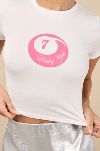 Lulus Billiards Babe White Cropped Graphic Tee In White