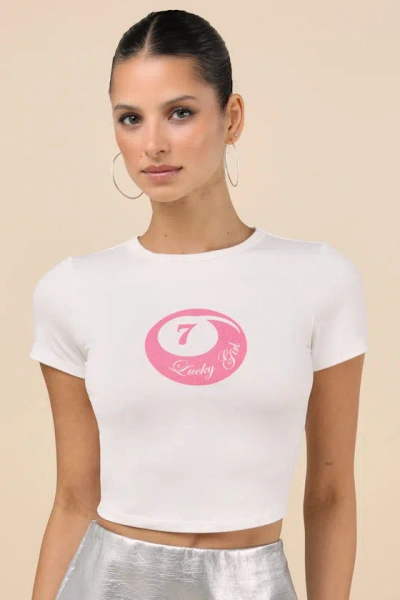 Lulus Billiards Babe White Cropped Graphic Tee In White