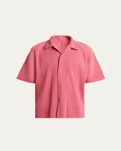 Issey Miyake Dusky Red Pleated Fabric Mc April Shirt In Dusky Red