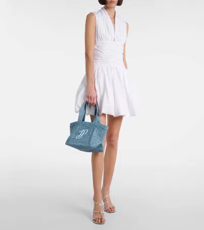 Patou Jp Small Raffia Tote Bag In Blue