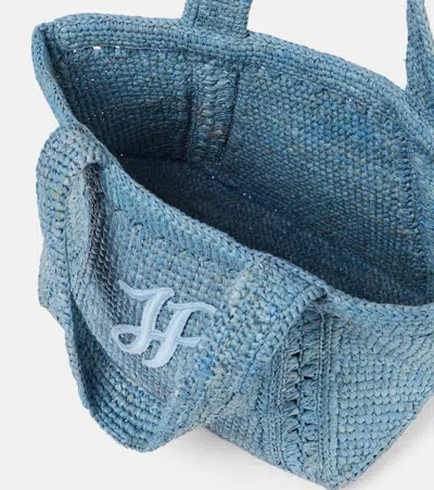 Patou Jp Small Raffia Tote Bag In Blue