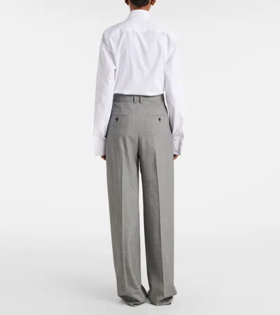 Saint Laurent Grey Pants With Pences And Belt Loops In Wool Woman In Grey