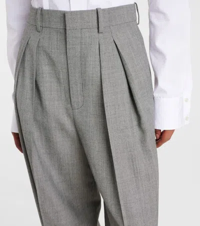 Saint Laurent Grey Pants With Pences And Belt Loops In Wool Woman In Grey