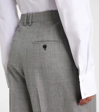 Saint Laurent Grey Pants With Pences And Belt Loops In Wool Woman In Grey