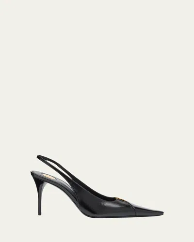Saint Laurent Women Babylone Breteuil Open Back Pump In Smooth Leather In Black