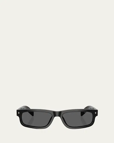 Prada 57mm Rectangular Sunglasses In Dark Grey