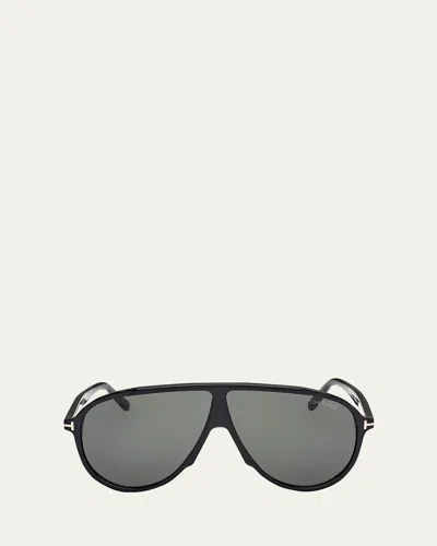 Tom Ford Vladamir Pilot Sunglasses, 65mm In Black/green